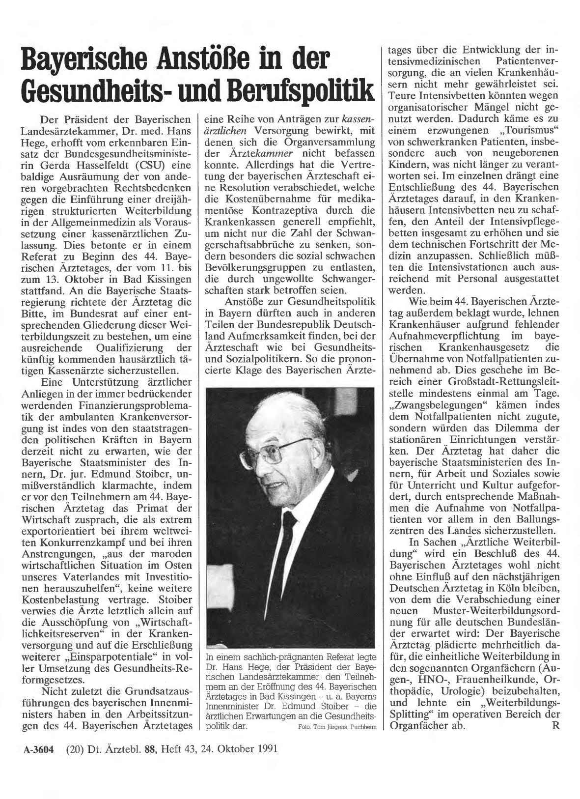 Vorschauseite 1: Bayerische Anstöße in der Gesundheitsund Berufspolitik
