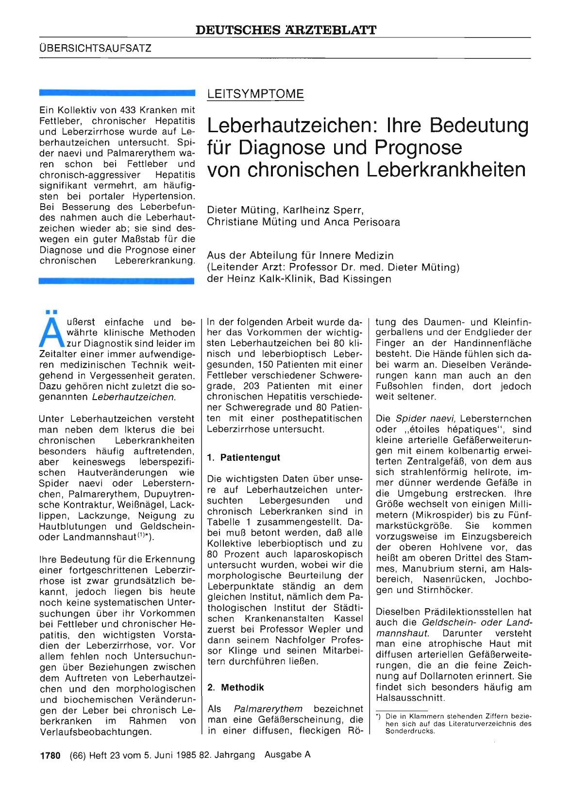 Vorschauseite 1: Leberhautzeichen: Ihre Bedeutung für Diagnose und Prognose von chronischen Leberkrankheiten