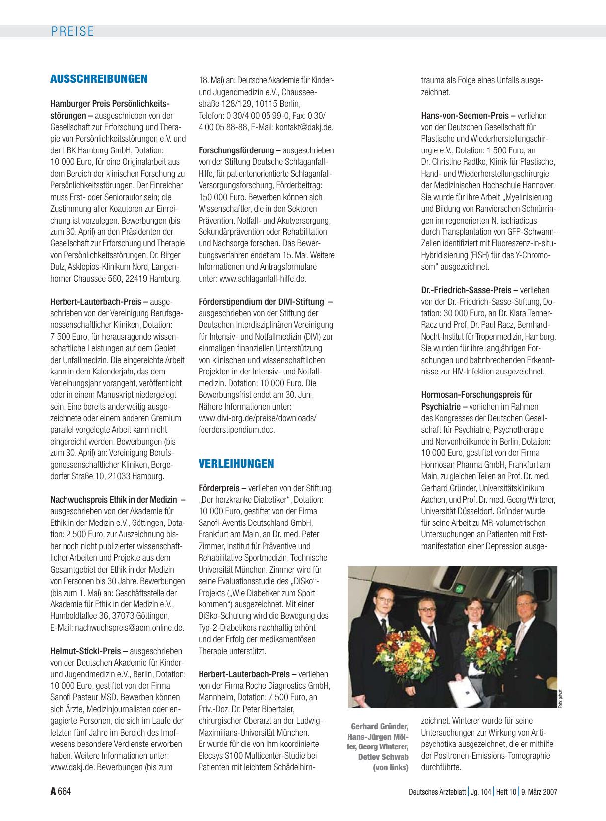Vorschauseite 1: Verleihungen