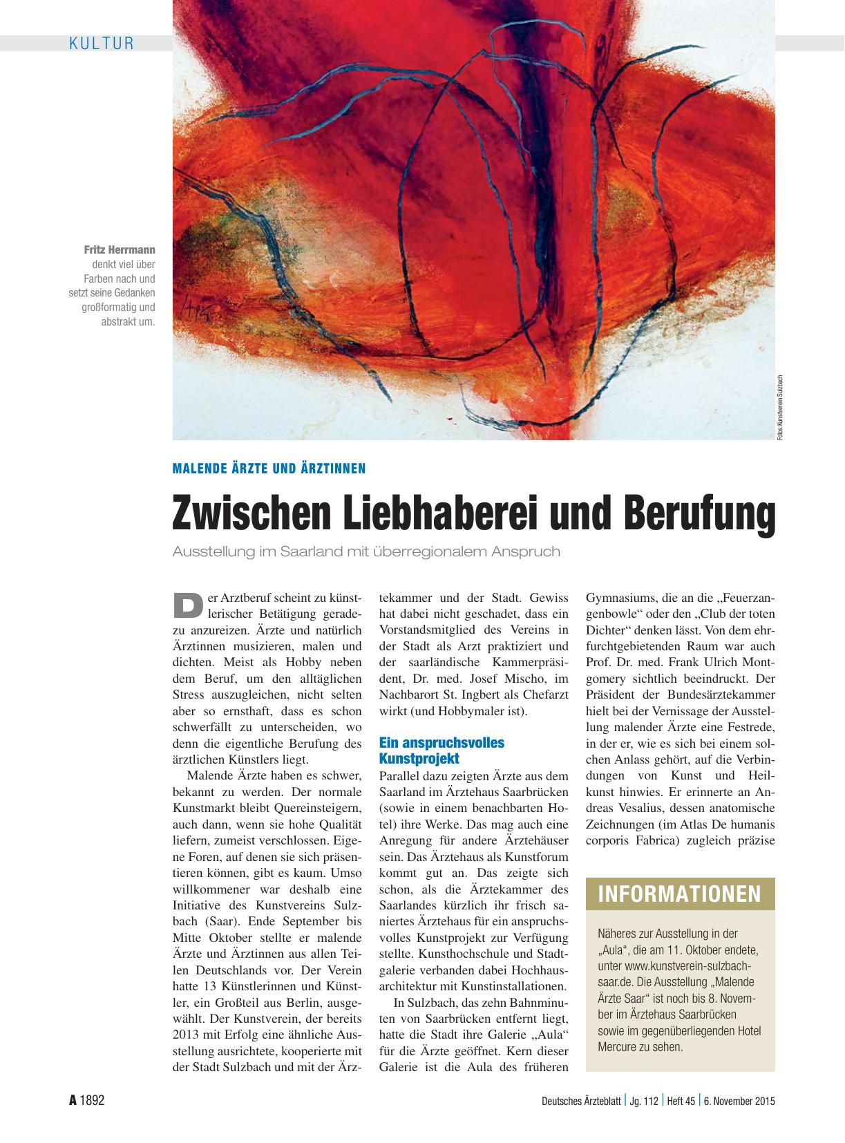 Vorschauseite 1: Malende Ärzte und Ärztinnen: Zwischen Liebhaberei und Berufung