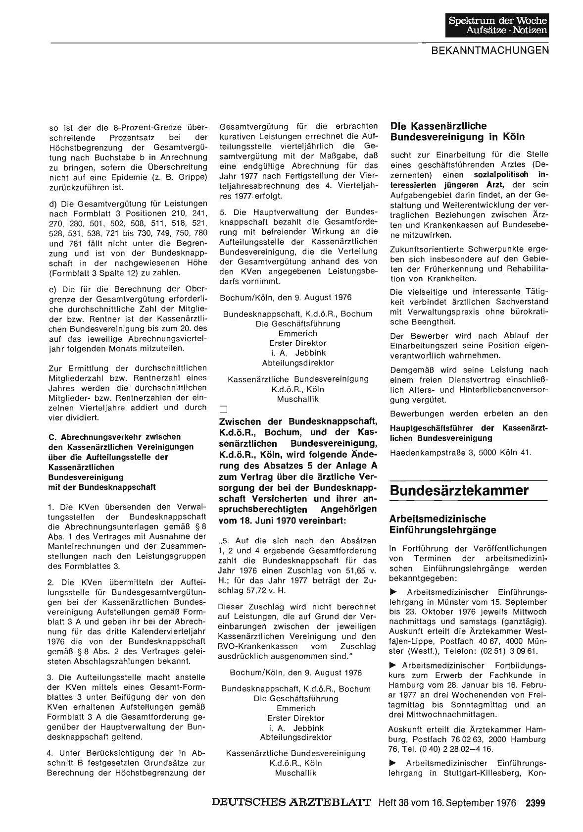 Vorschauseite 1: Bundesärztekammer: Arbeitsmedizinische Einführungslehrgänge
