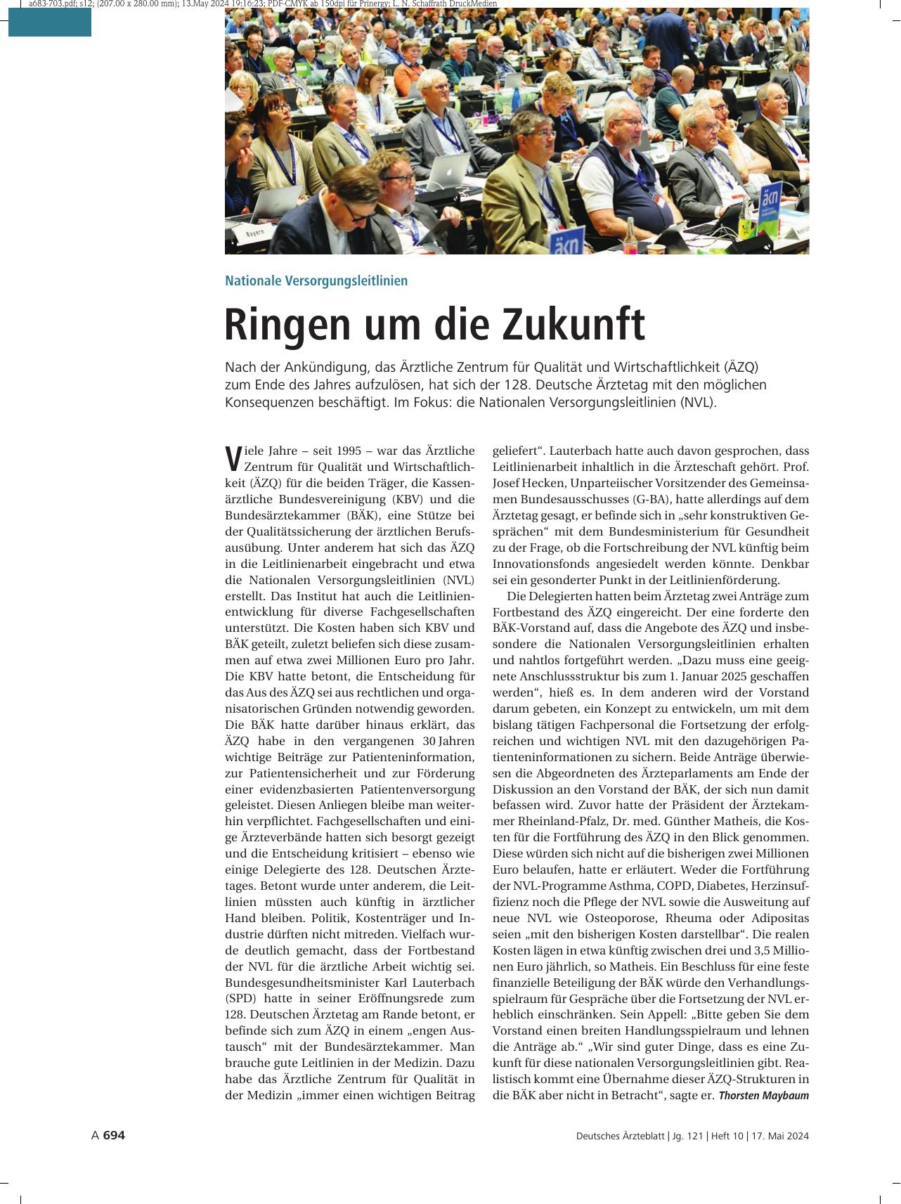 Vorschauseite 1: Nationale Versorgungsleitlinien: Ringen um die Zukunft