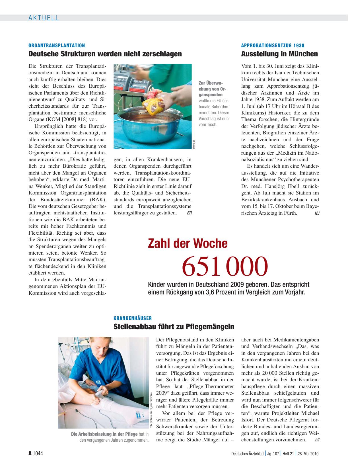 Vorschauseite 1: Krankenhäuser: Stellenabbau führt zu Pflegemängeln