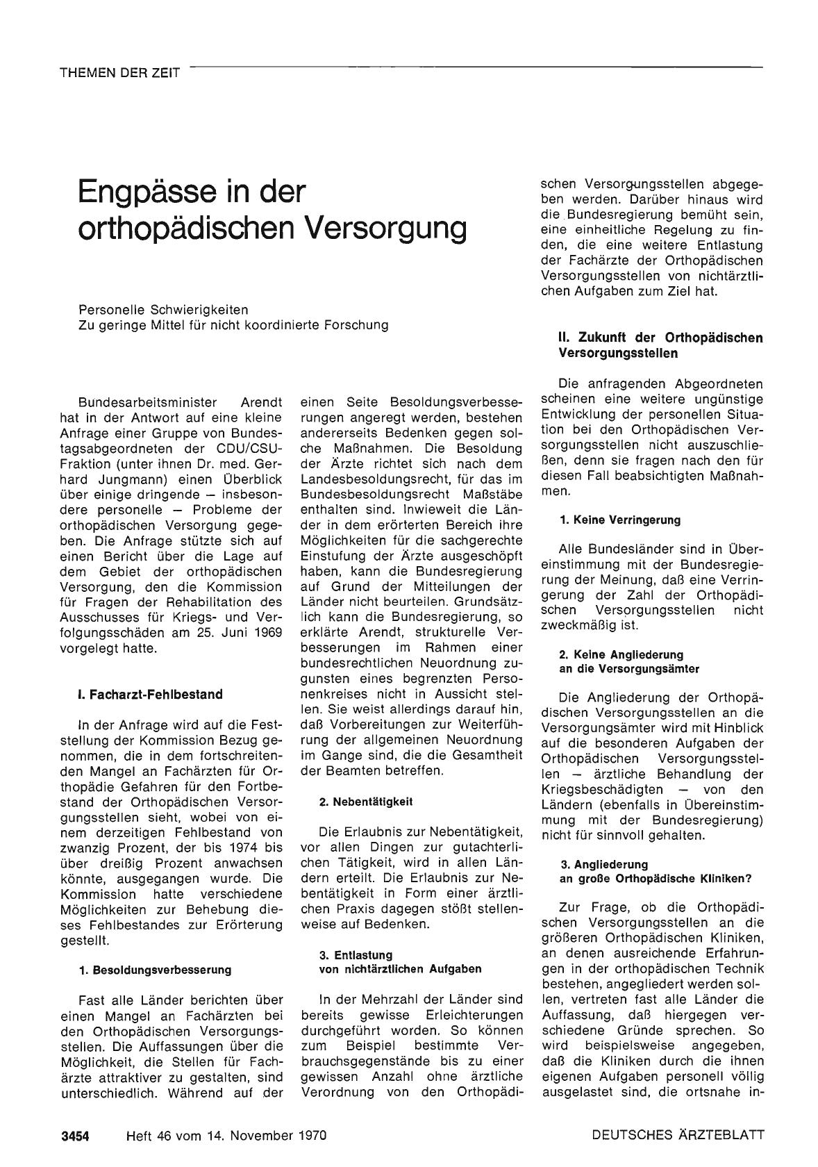 Vorschauseite 1: Engpässe in der orthopädischen Versorgung
