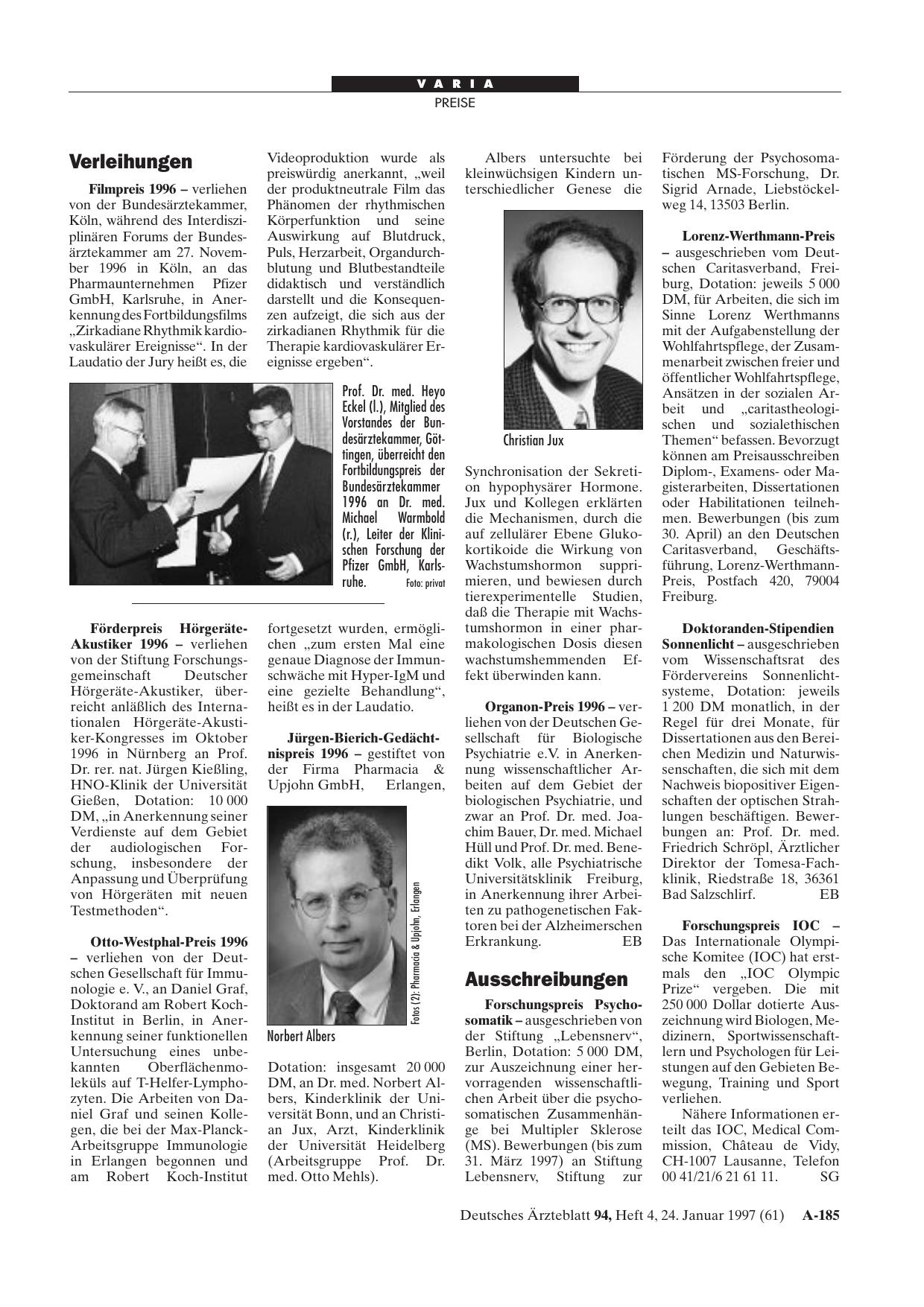 Vorschauseite 1: Ausschreibungen
