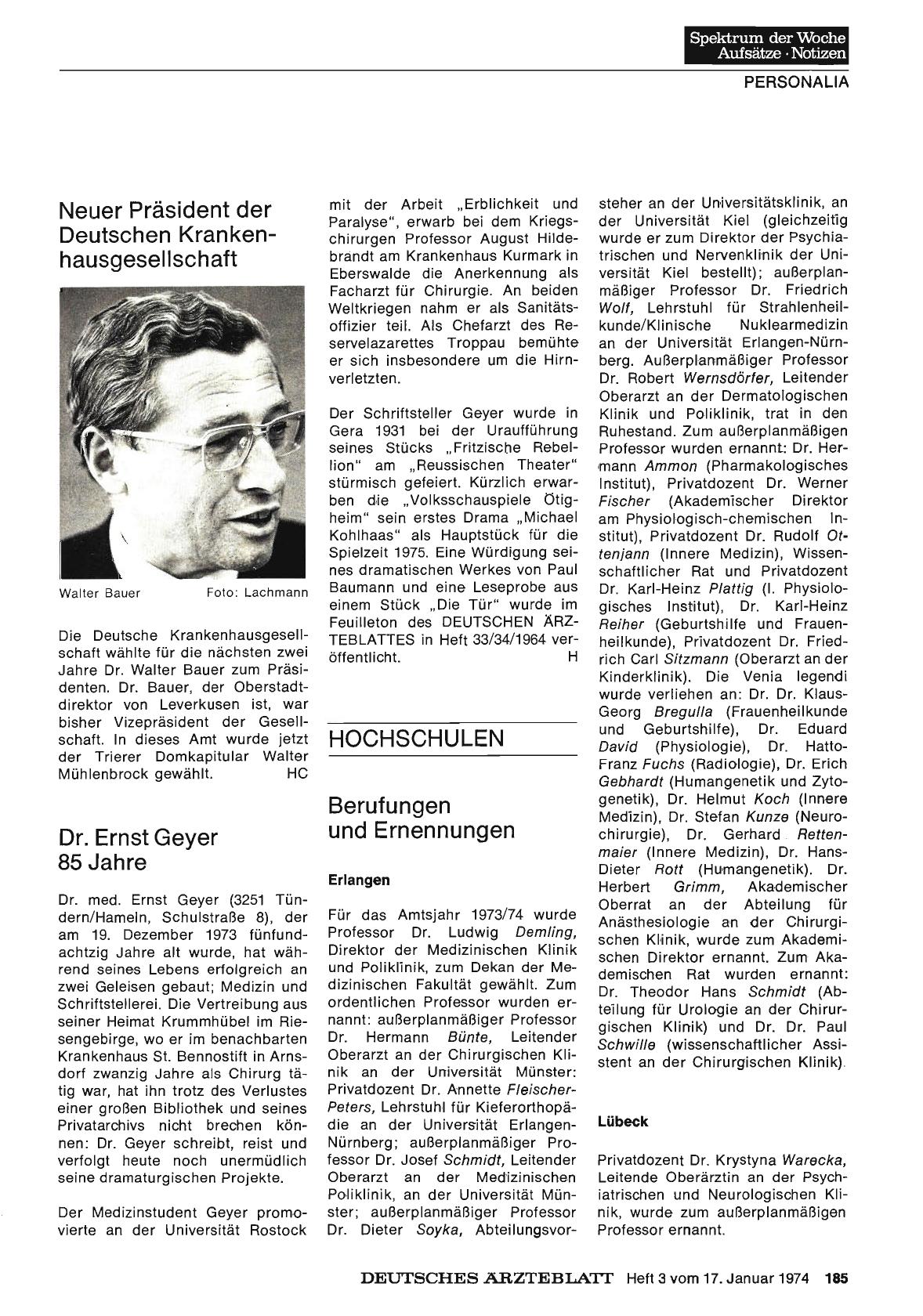 Vorschauseite 1: Berufungen und Ernennungen