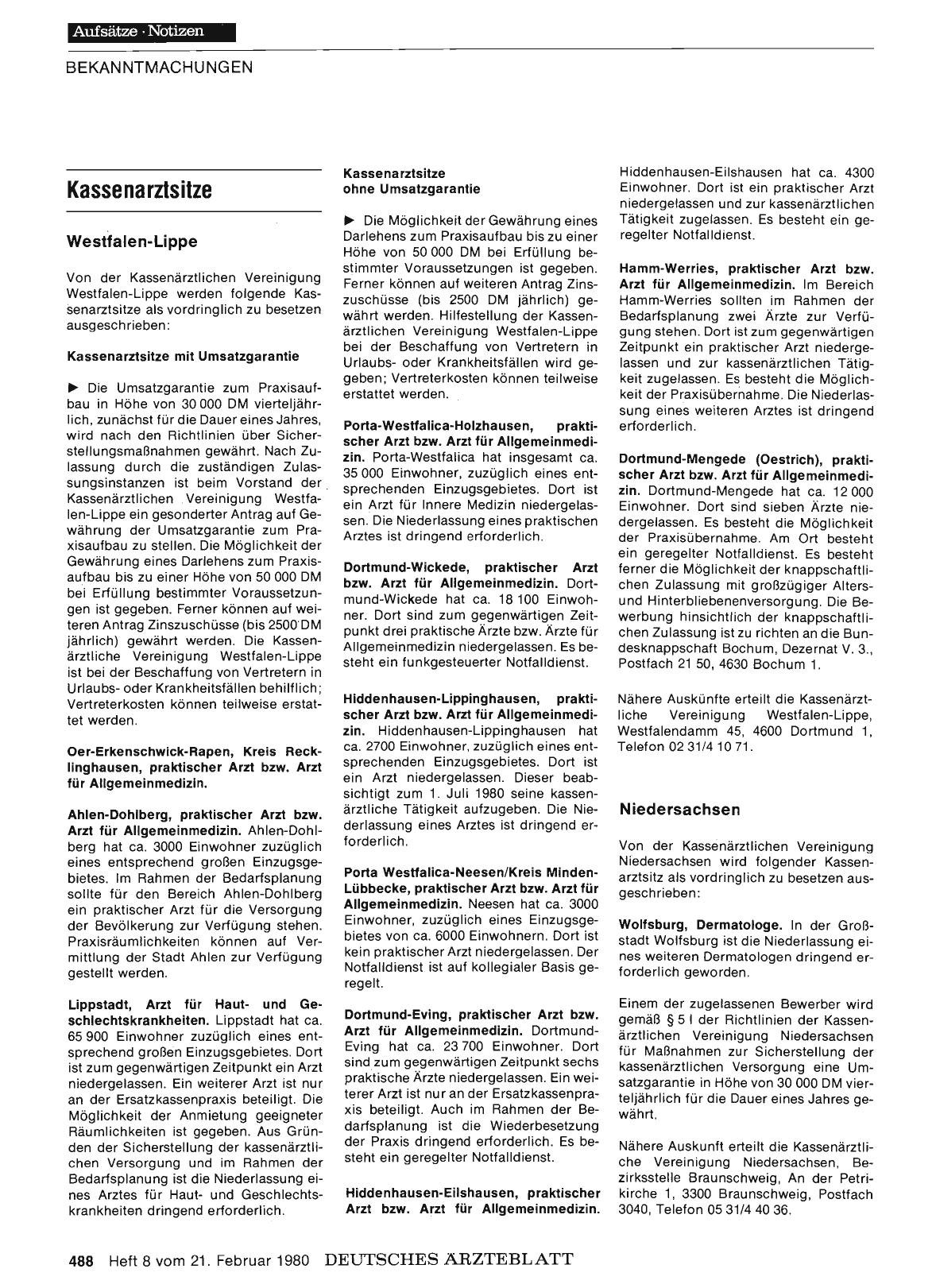 Vorschauseite 1: Kassenarztsitze