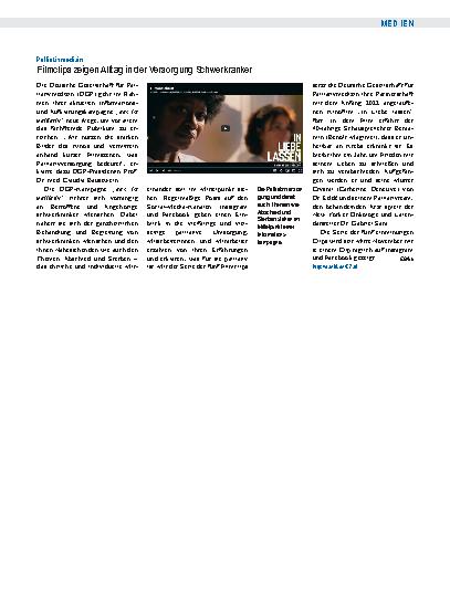 Vorschauseite 1: Palliativmedizin: Filmclips zeigen Alltag in der Versorgung Schwerkranker