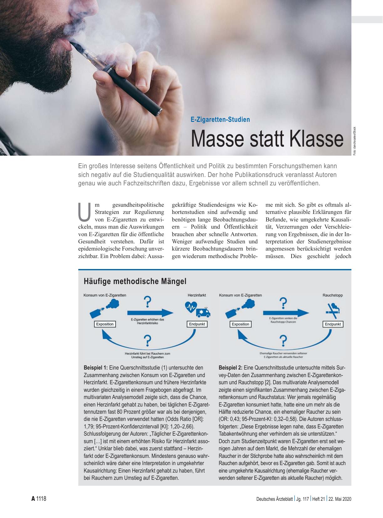 Vorschauseite 1: E-Zigaretten-Studien: Masse statt Klasse