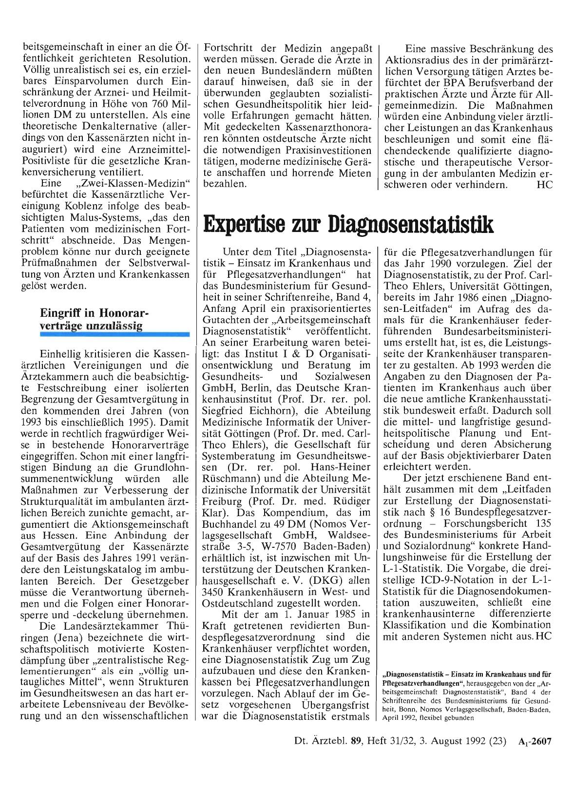 Vorschauseite 1: Expertise zur Diagnosenstatistik