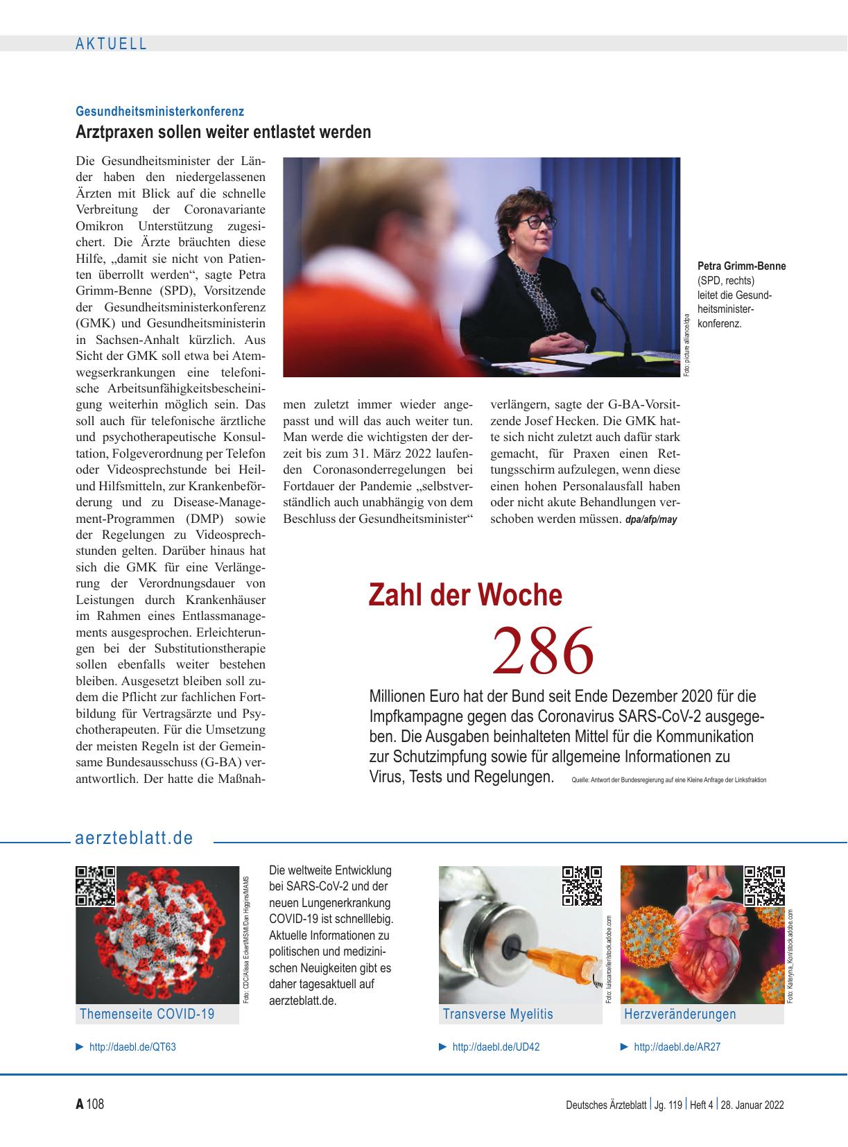 Vorschauseite 1: Gesundheitsministerkonferenz: Arztpraxen sollen weiter entlastet werden
