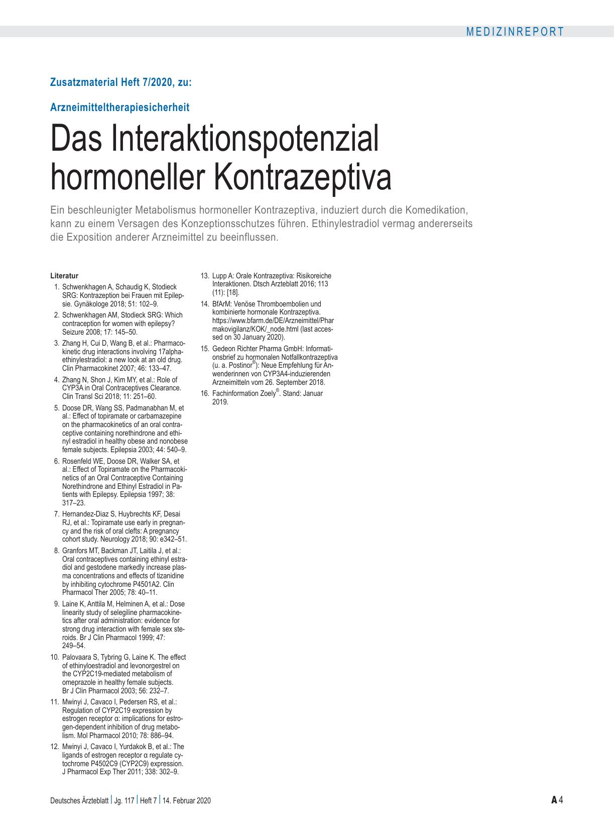 Vorschauseite 4: Arzneimitteltherapiesicherheit: Das Interaktionspotenzial hormoneller Kontrazeptiva