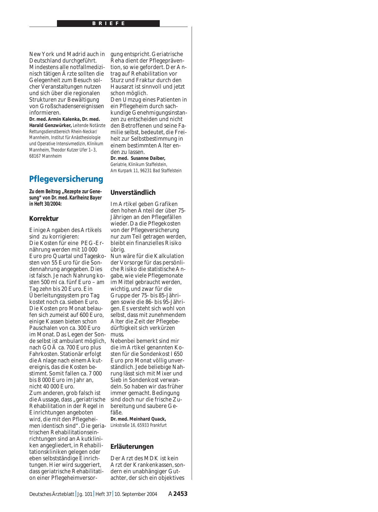 Vorschauseite 1: Pflegeversicherung: Korrektur