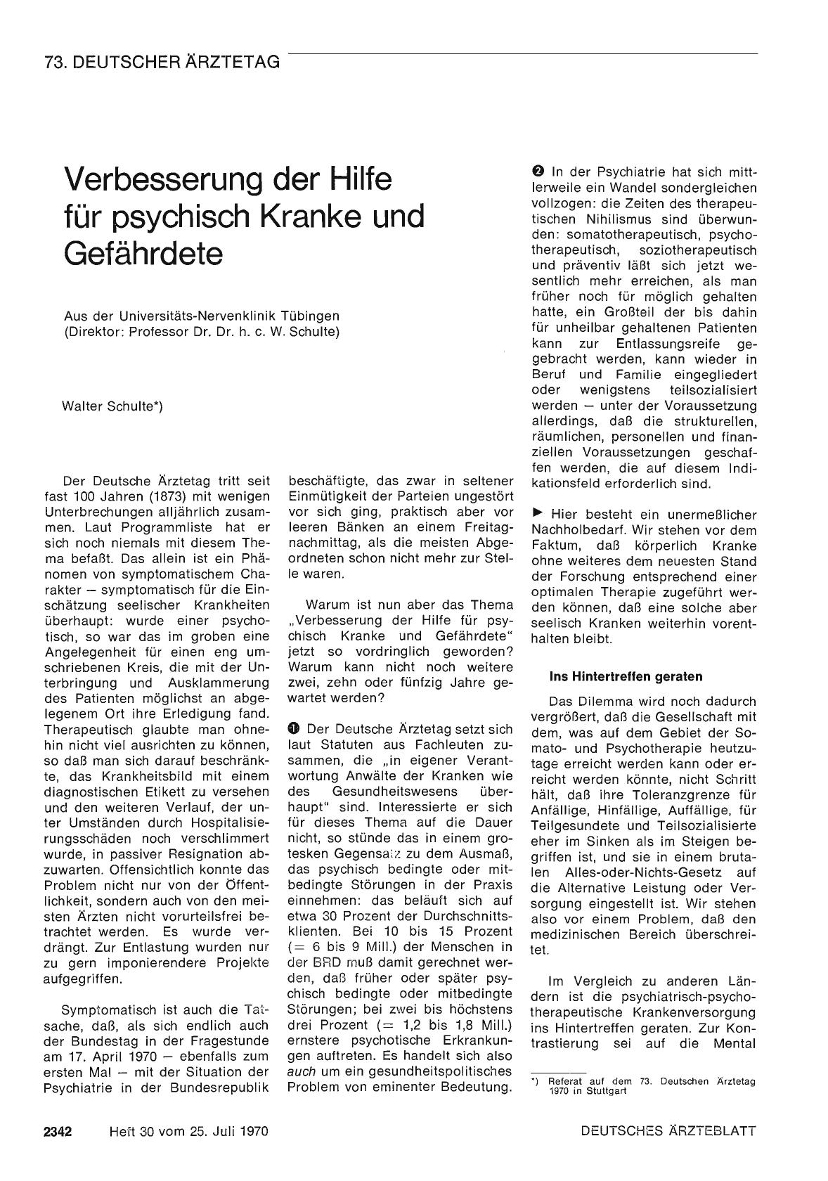 Vorschauseite 1: Verbesserung der Hilfe für psychisch Kranke und Gefährdete