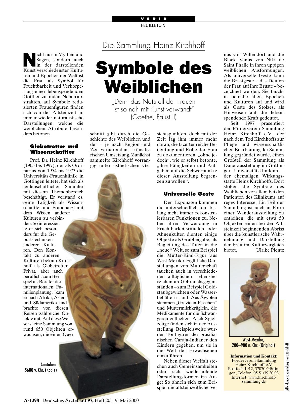 Vorschauseite 1: Die Sammlung Heinz Kirchhoff: Symbole des Weiblichen