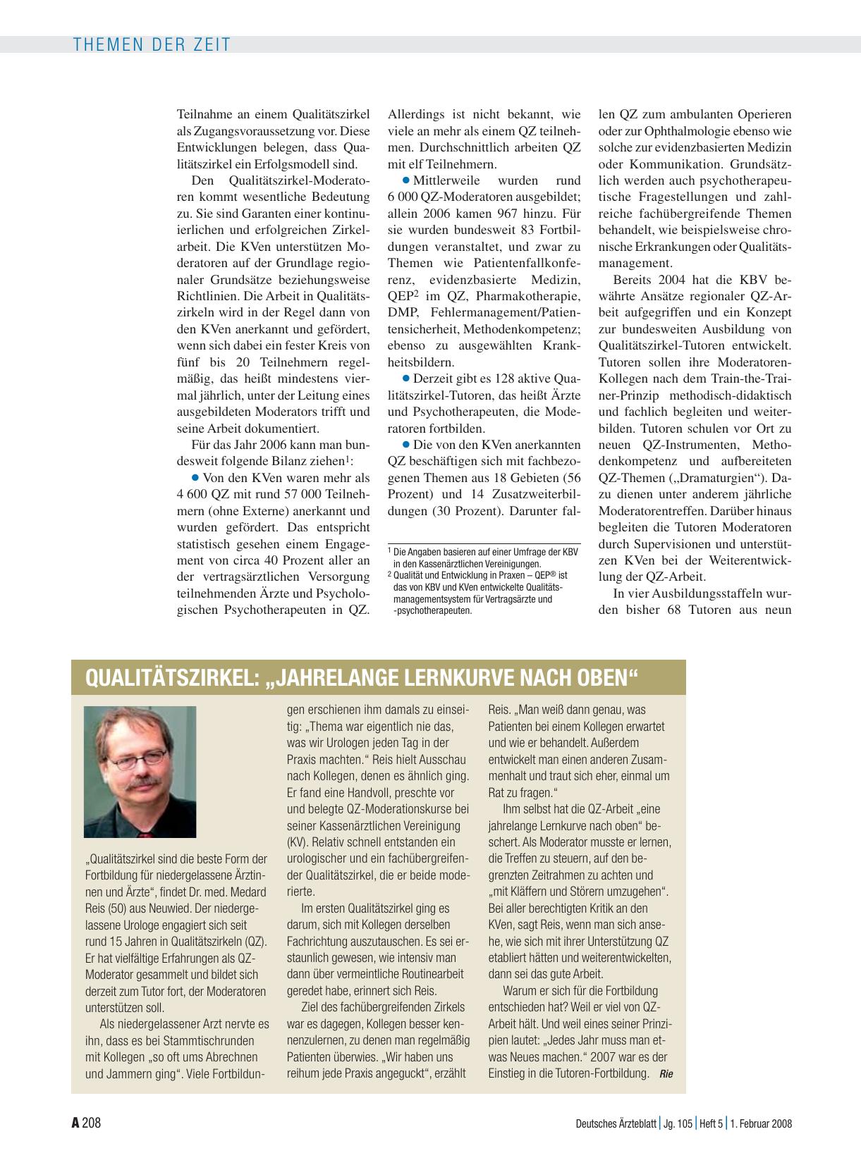 Vorschauseite 1: Qualitätszirkel: „jahrelange Lernkurve nach oben“