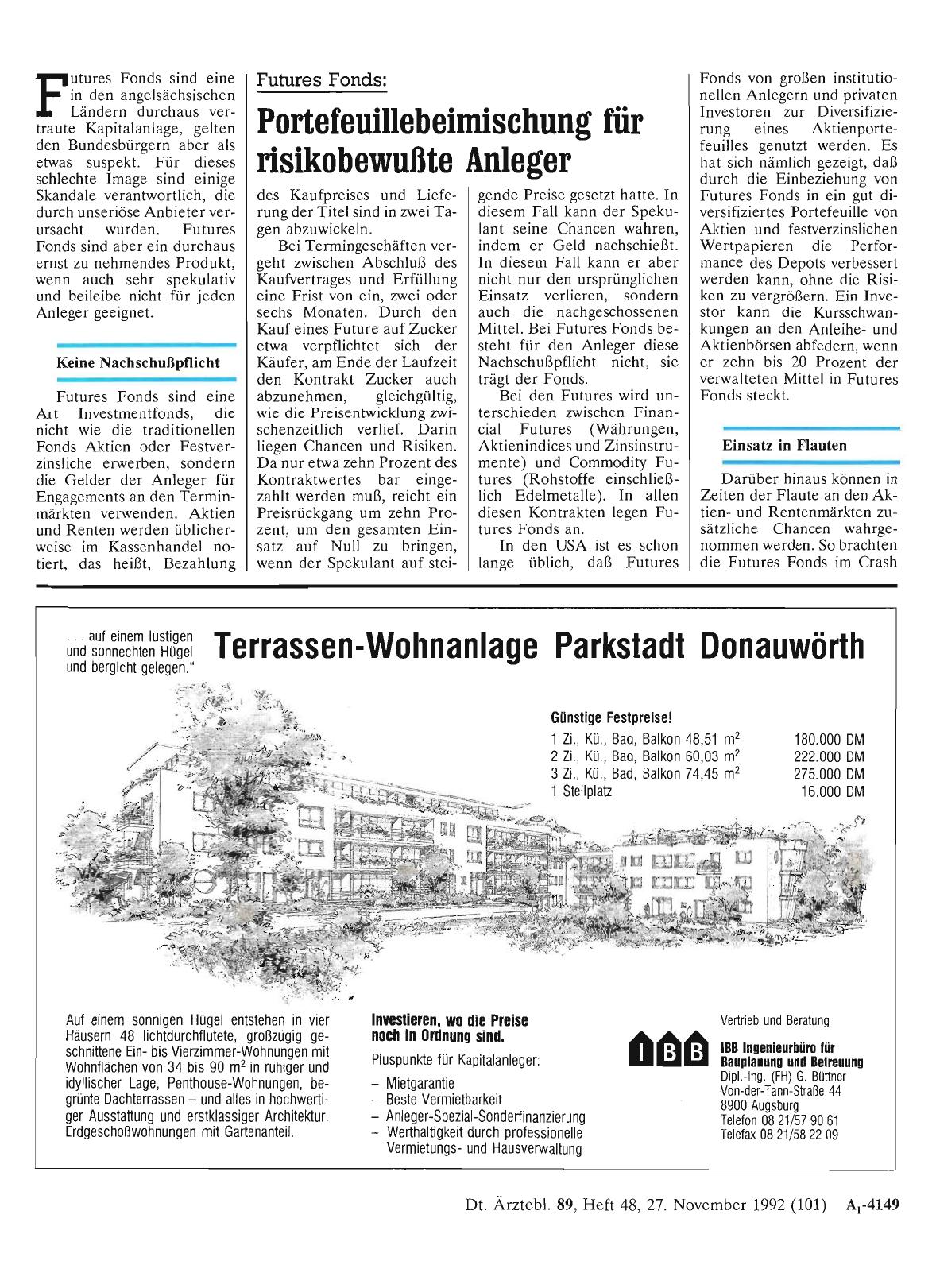 Vorschauseite 1: Futures Fonds: Portefeuillebeimischung für risikobewußte Anleger