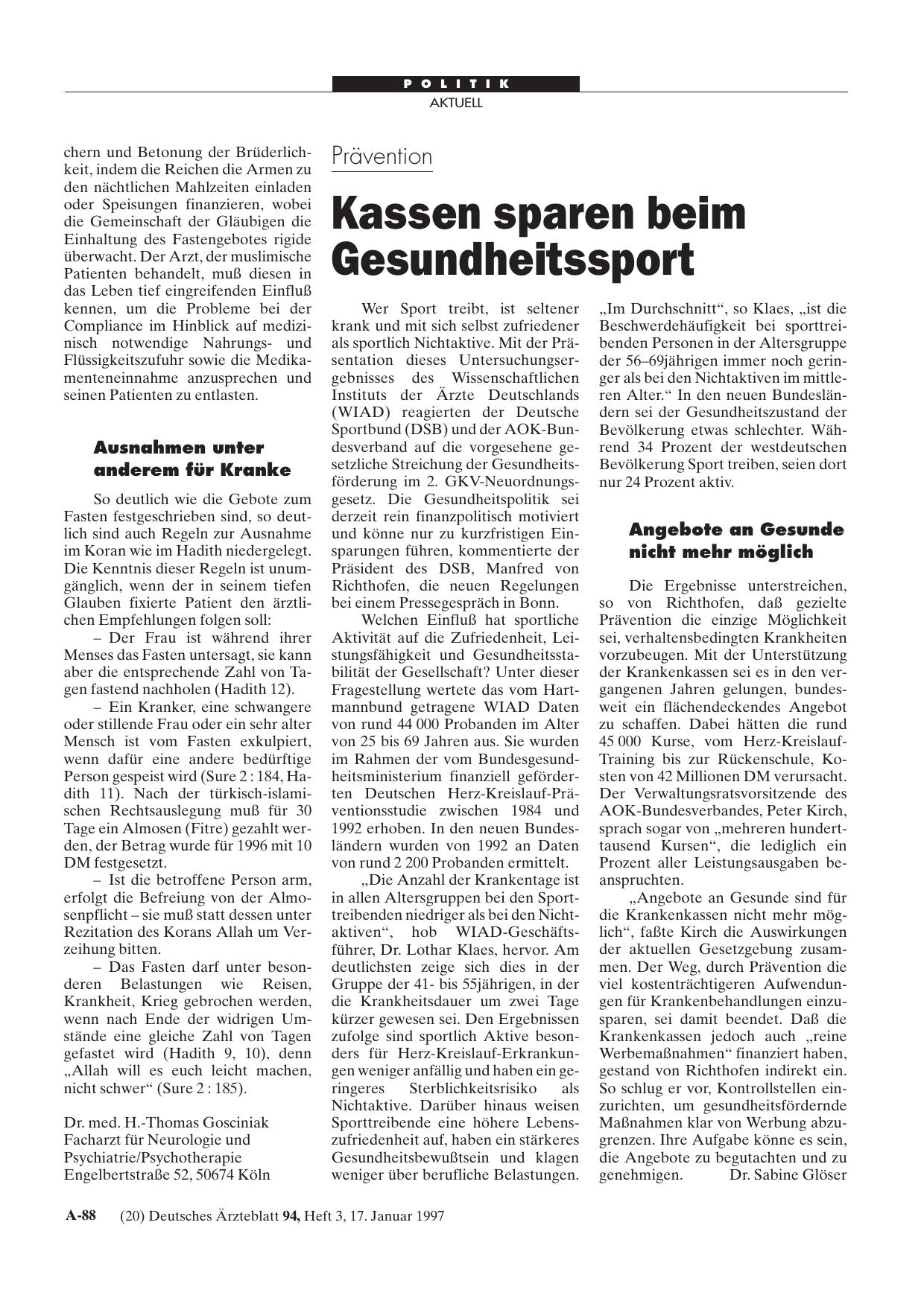 Vorschauseite 1: Prävention: Kassen sparen beim Gesundheitssport