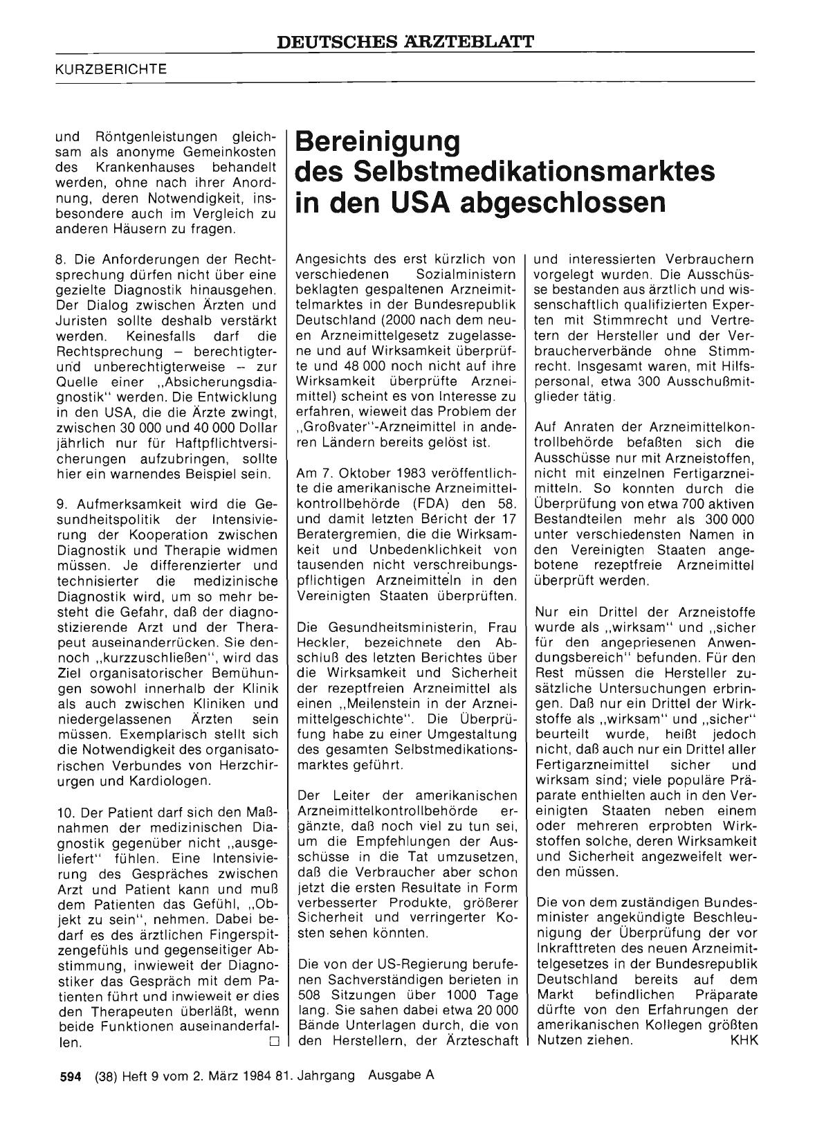 Vorschauseite 1: Bereinigung des Selbstmedikationsmarktes in den USA abgeschlossen