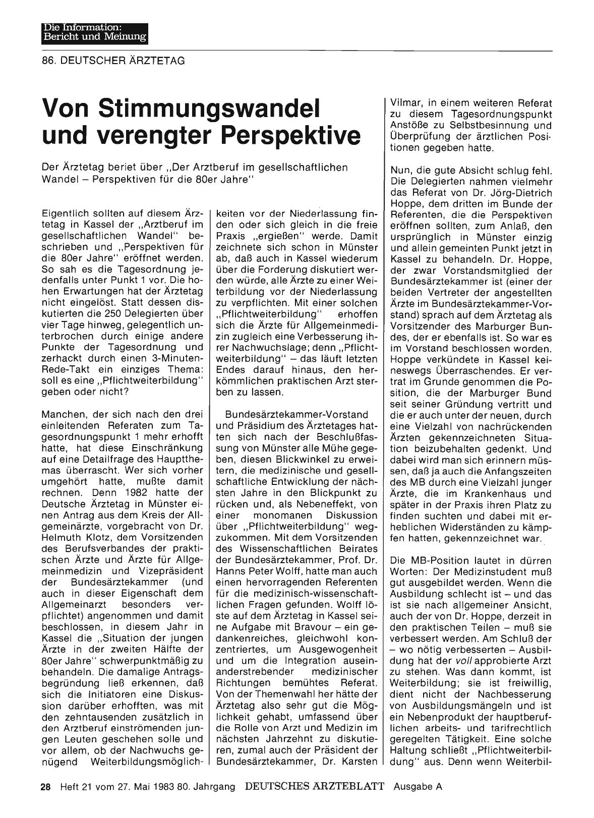 Vorschauseite 1: Von Stimmungswandel und verengter Perspektive