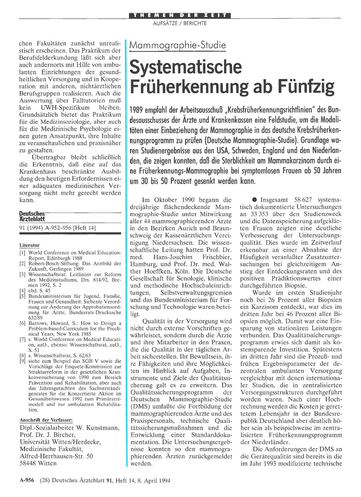 Vorschauseite 1: Mammographie-Studie: Systematische Früherkennung ab Fünfzig