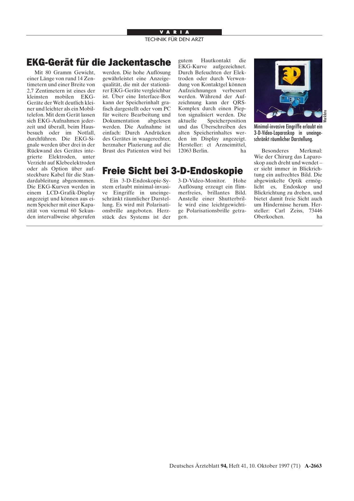 Vorschauseite 1: Freie Sicht bei 3-D-Endoskopie