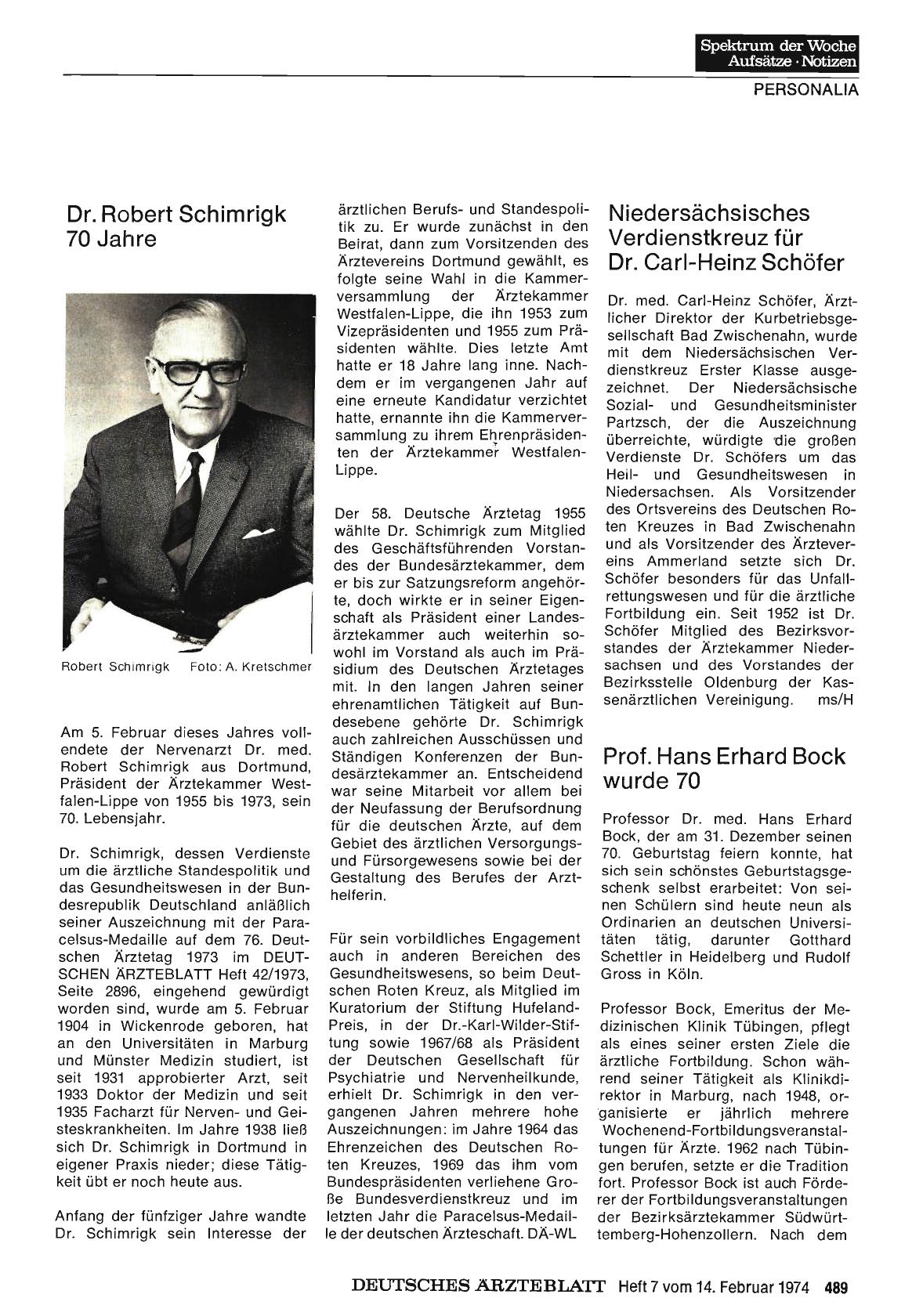 Vorschauseite 1: Niedersächsisches Verdienstkreuz für Dr. Carl-Heinz Schäfer