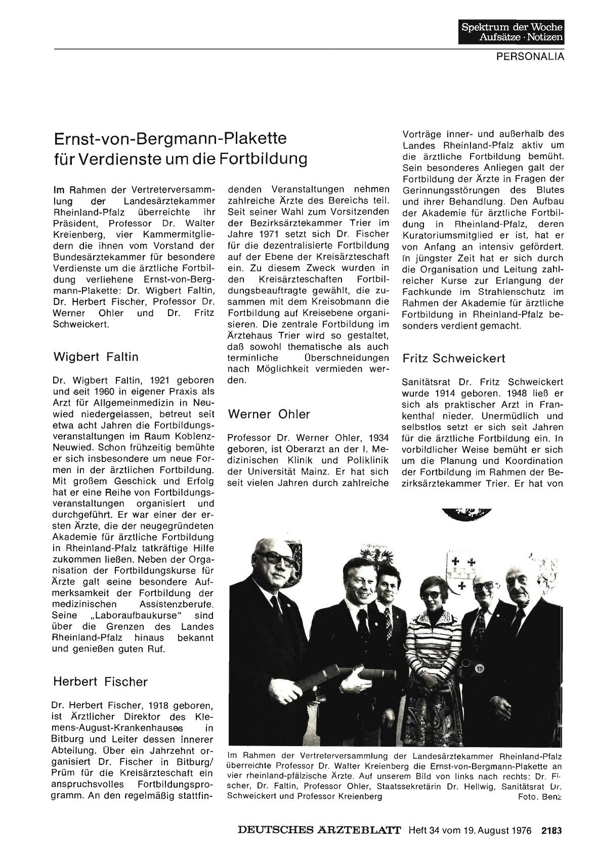Vorschauseite 1: Ernst-von-Bergmann-Plakette für Verdienste um die Fortbildung