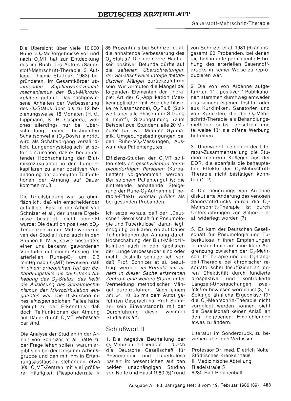Vorschauseite 1: Sauerstoff-Mehrschritt-Therapie: Schlußwort II