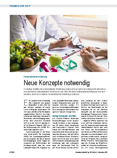 Vorschauseite 1: Personalisierte Ernährung: Neue Konzepte notwendig
