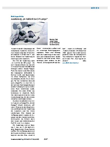 Vorschauseite 1: Medizingeschichte: Ausstellung „Im Kaltlicht der OP-Lampe“