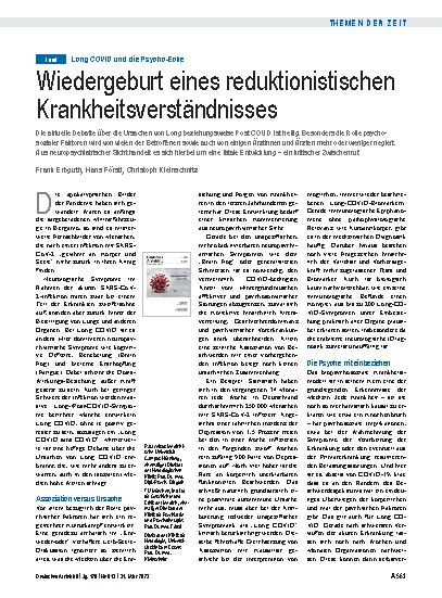 Vorschauseite 1: Long COVID und die Psycho-Ecke: Wiedergeburt eines reduktionistischen Krankheitsverständnisses