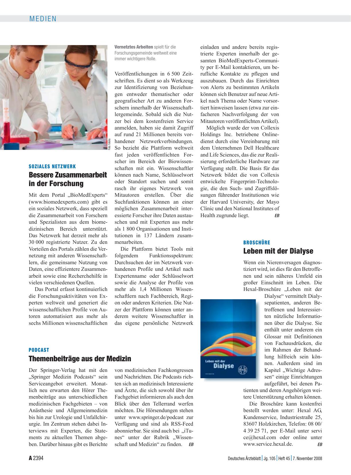 Vorschauseite 1: Broschüre: Leben mit der Dialyse