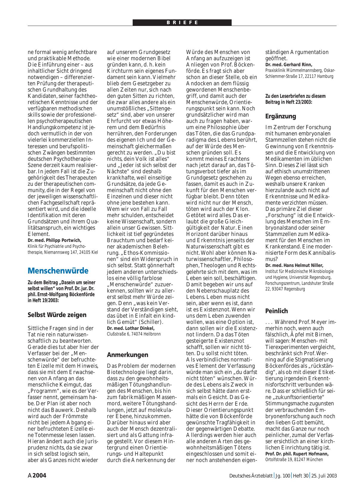 Vorschauseite 1: Menschenwürde: Selbst Würde zeigen