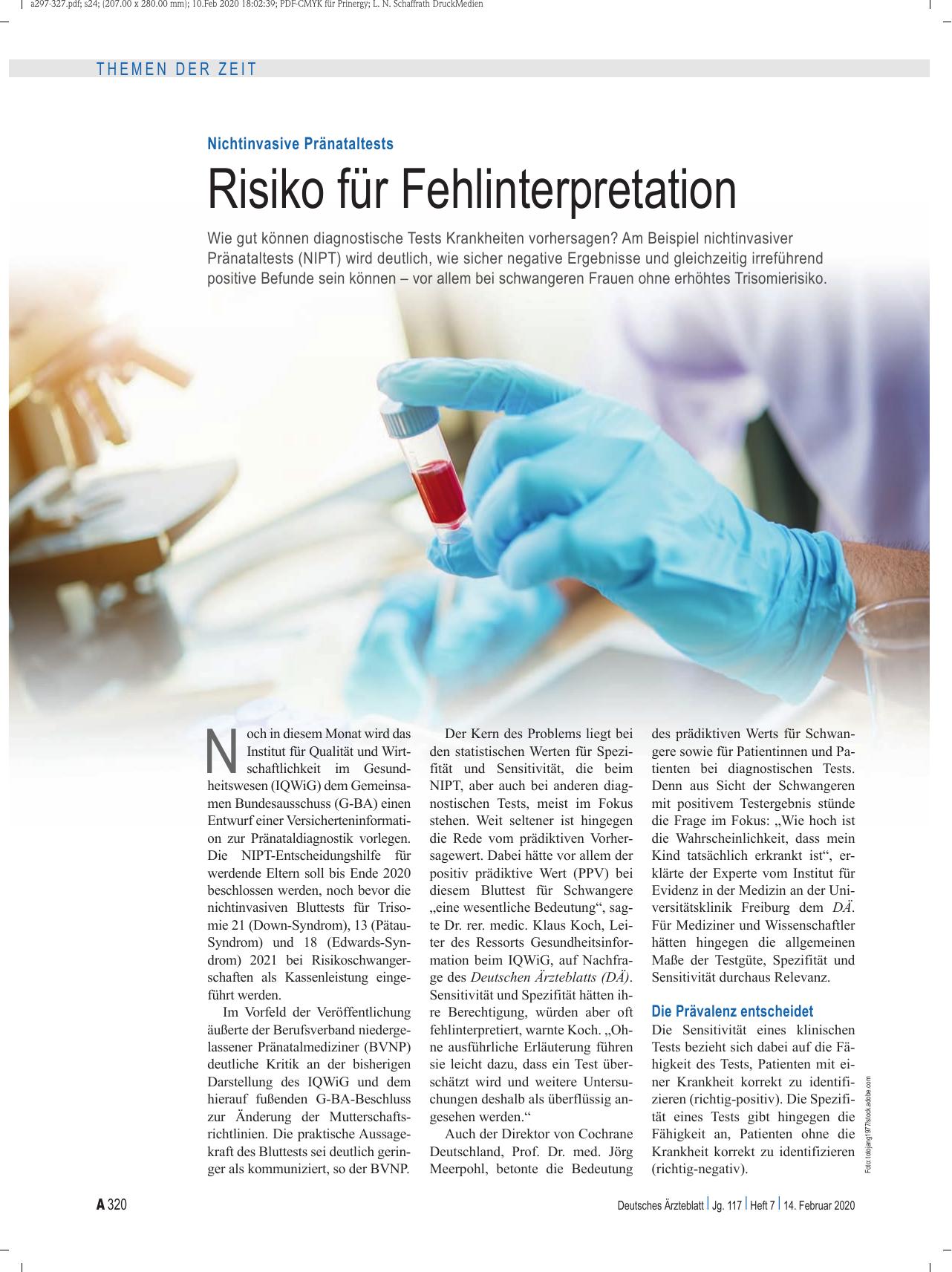 Vorschauseite 1: Nichtinvasive Pränataltests: Risiko für Fehlinterpretation
