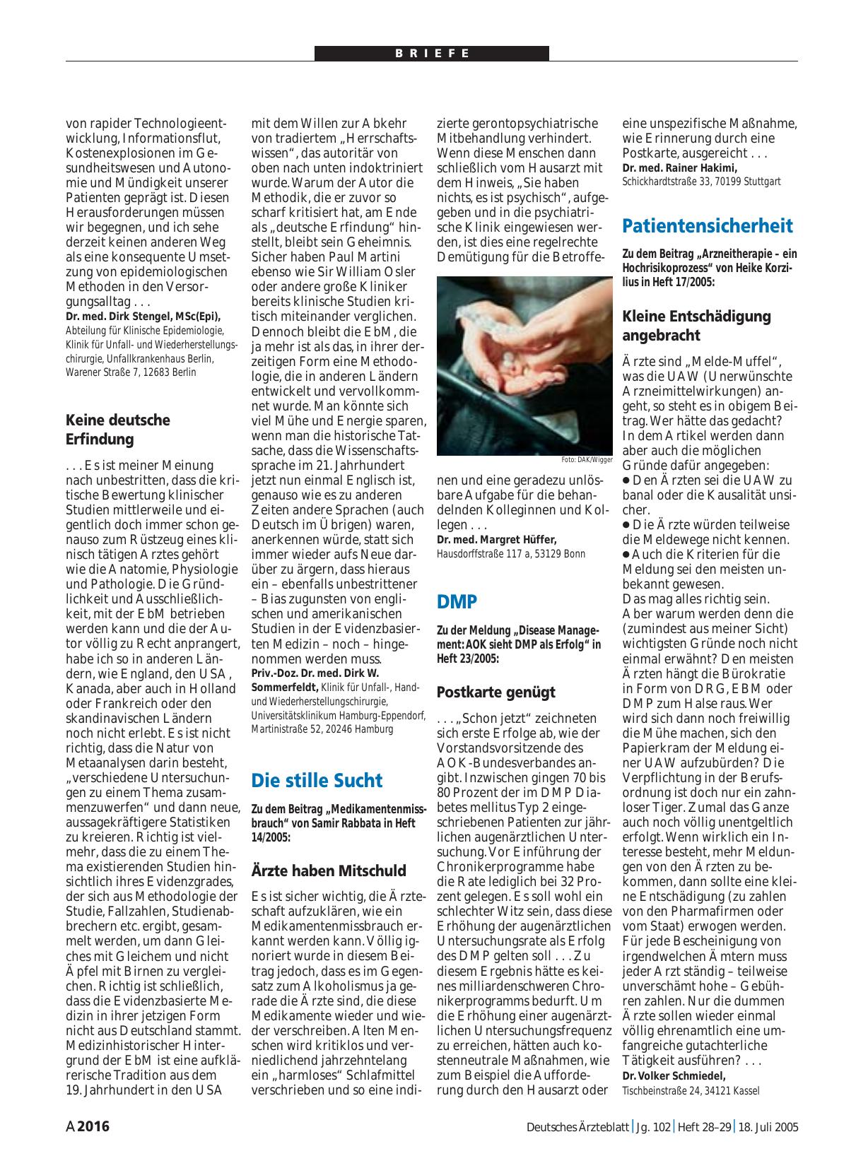Vorschauseite 1: Patientensicherheit: Kleine Entschädigung angebracht
