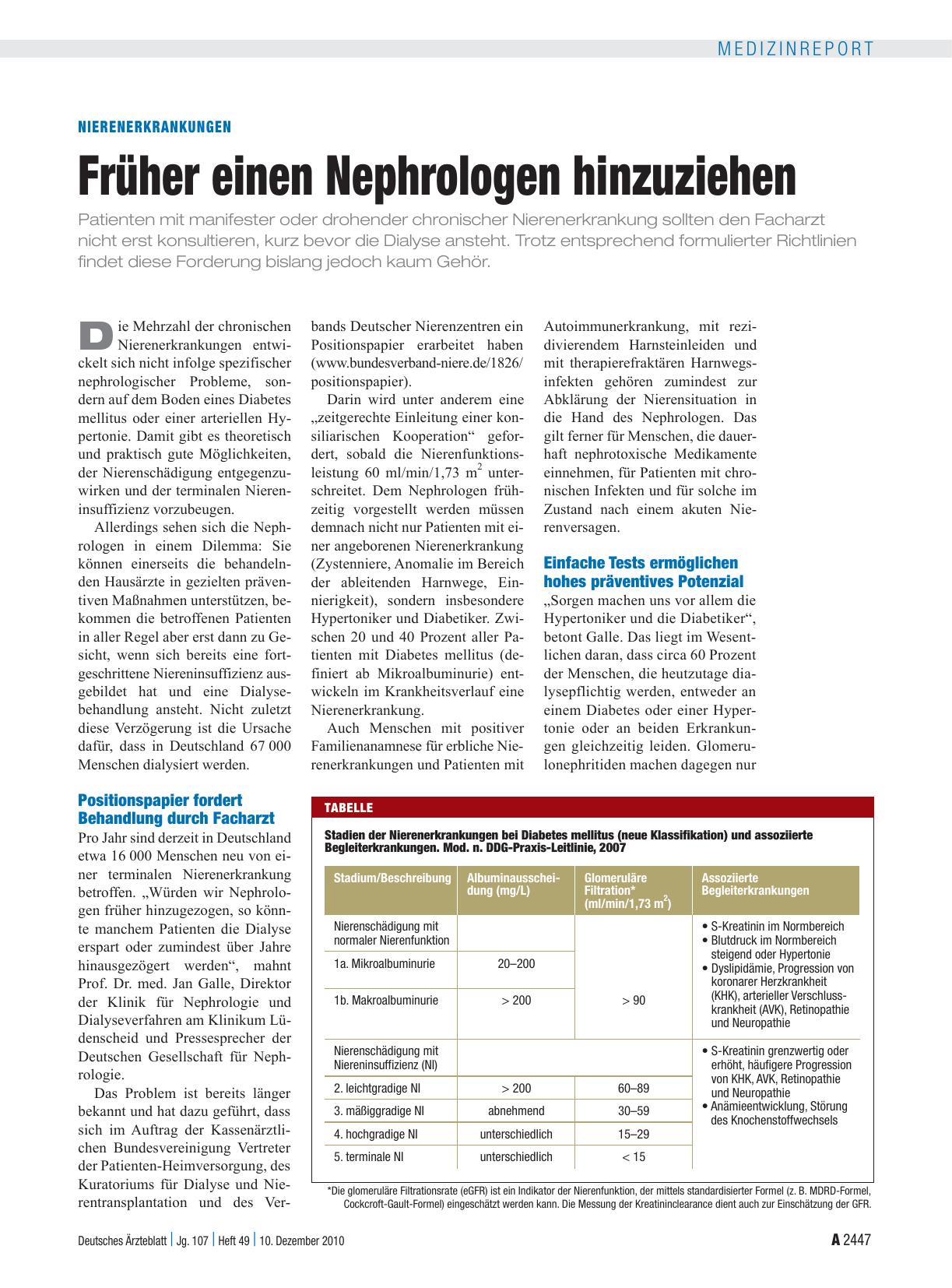 Vorschauseite 1: Nierenerkrankungen: Früher einen Nephrologen hinzuziehen