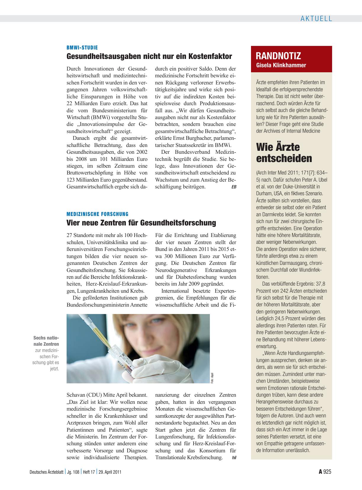Vorschauseite 1: BMWi-Studie: Gesundheitsausgaben nicht nur ein Kostenfaktor