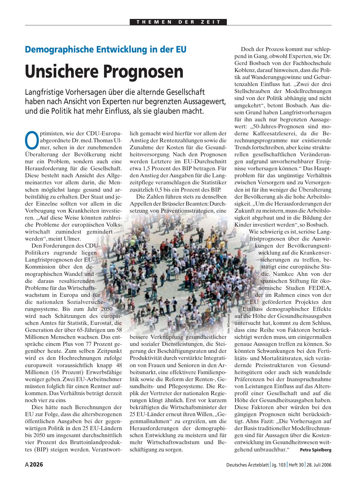 Vorschauseite 1: Demographische Entwicklung in der EU: Unsichere Prognosen