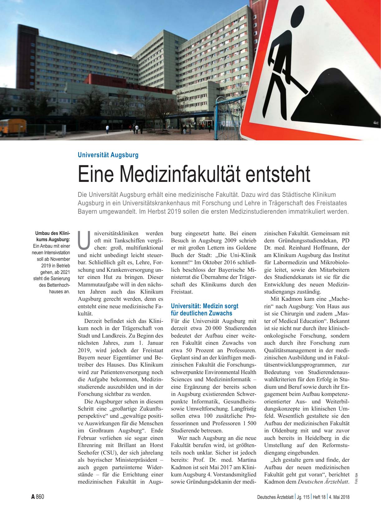 Vorschauseite 1: Universität Augsburg: Eine Medizinfakultät entsteht