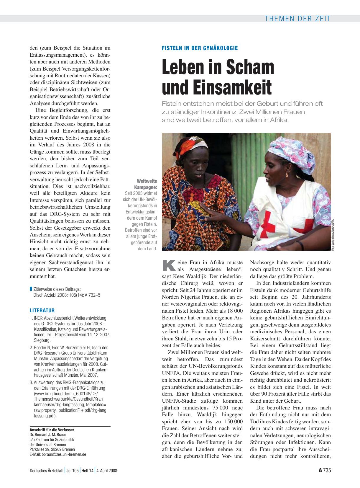 Vorschauseite 1: Fisteln in der Gynäkologie: Leben in Scham und Einsamkeit