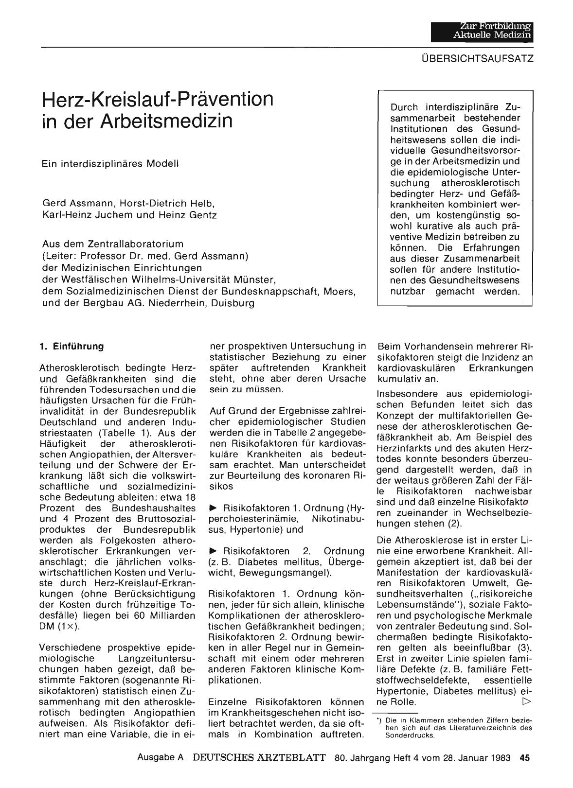 Vorschauseite 1: Herz-Kreislauf-Prävention in der Arbeitsmedizin