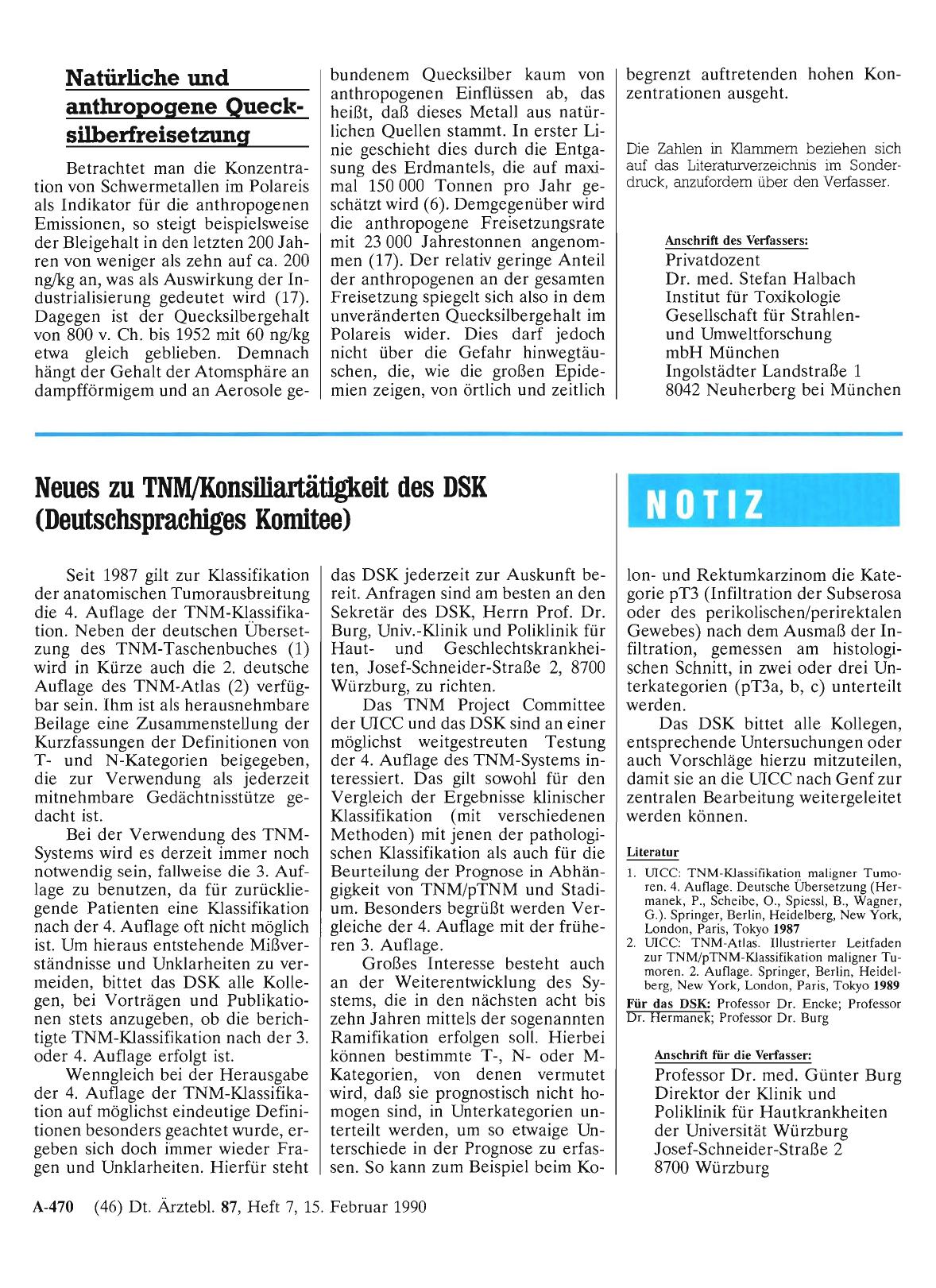 Vorschauseite 1: Neues zu TNM/Konsiliartätigkeit des DSK (Deutschsprachiges Komitee)