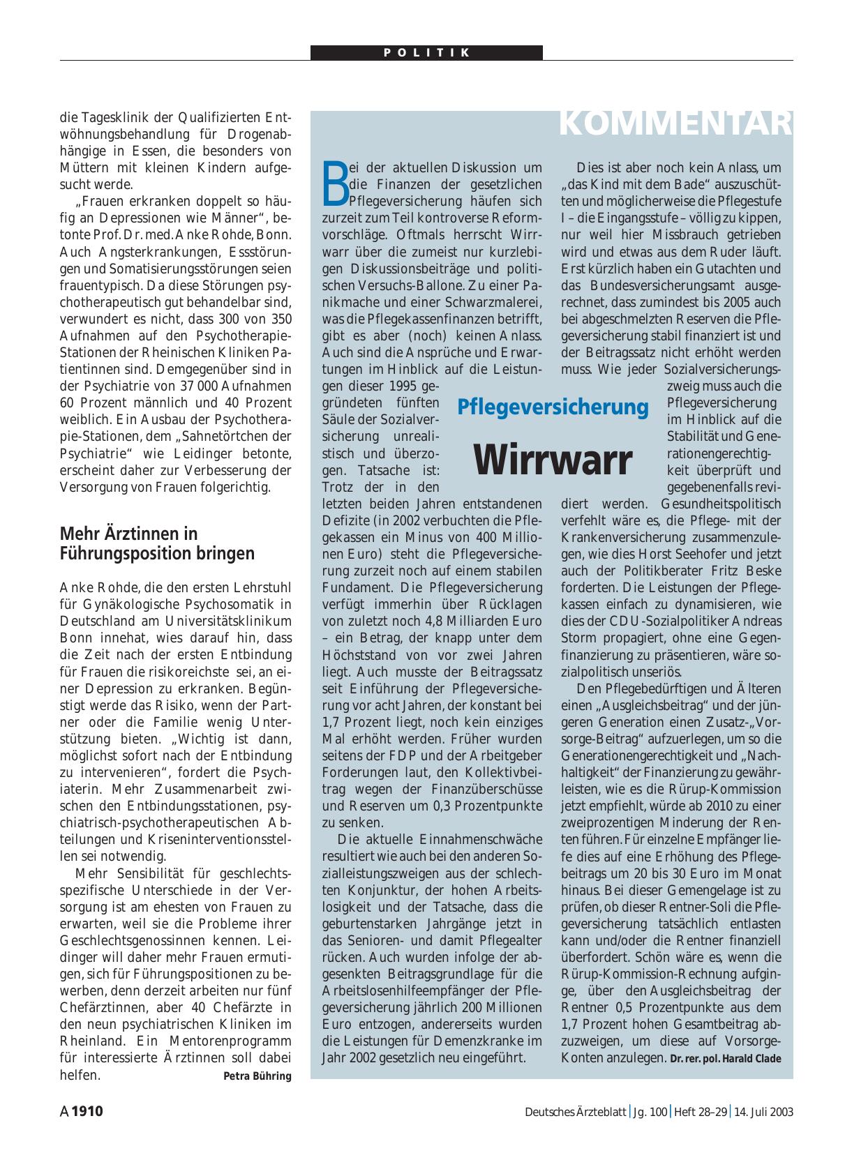 Vorschauseite 1: Pflegeversicherung: Wirrwarr