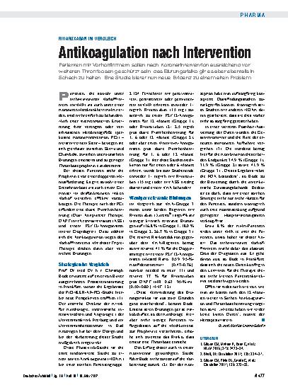 Vorschauseite 1: Rivaroxaban im Vergleich: Antikoagulation nach Intervention