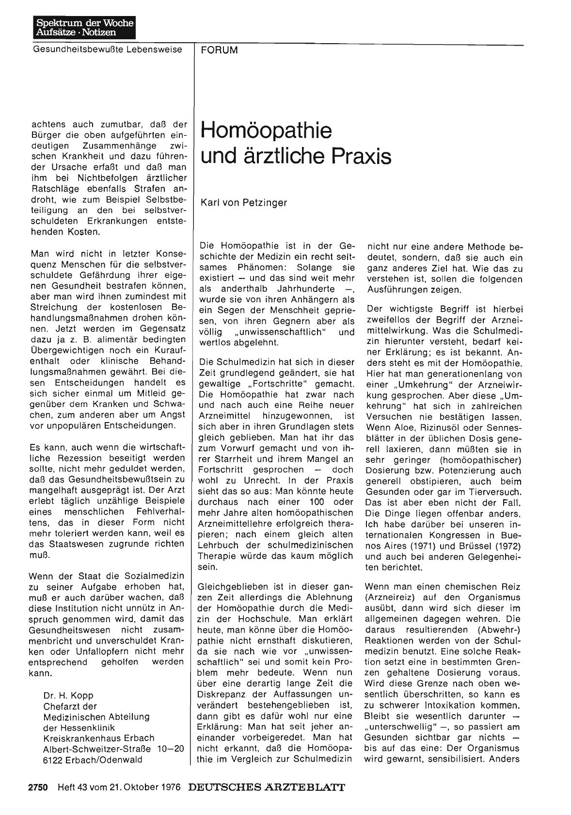 Vorschauseite 1: Homöopathie und ärztliche Praxis