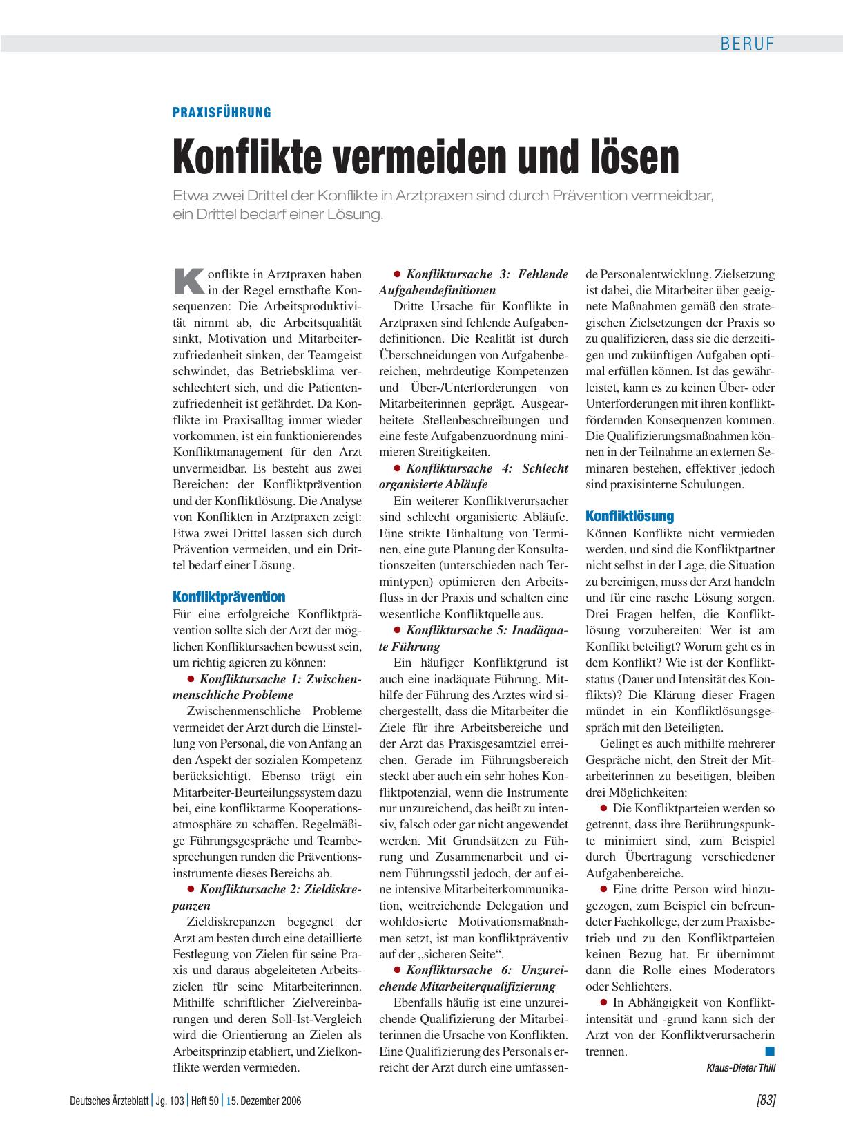 Vorschauseite 1: Praxisführung: Konflikte vermeiden und lösen