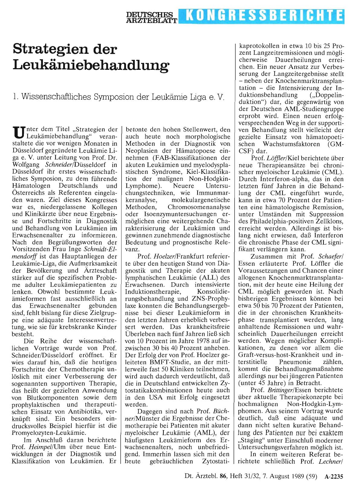 Vorschauseite 1: Strategien der Leukämiebehandlung