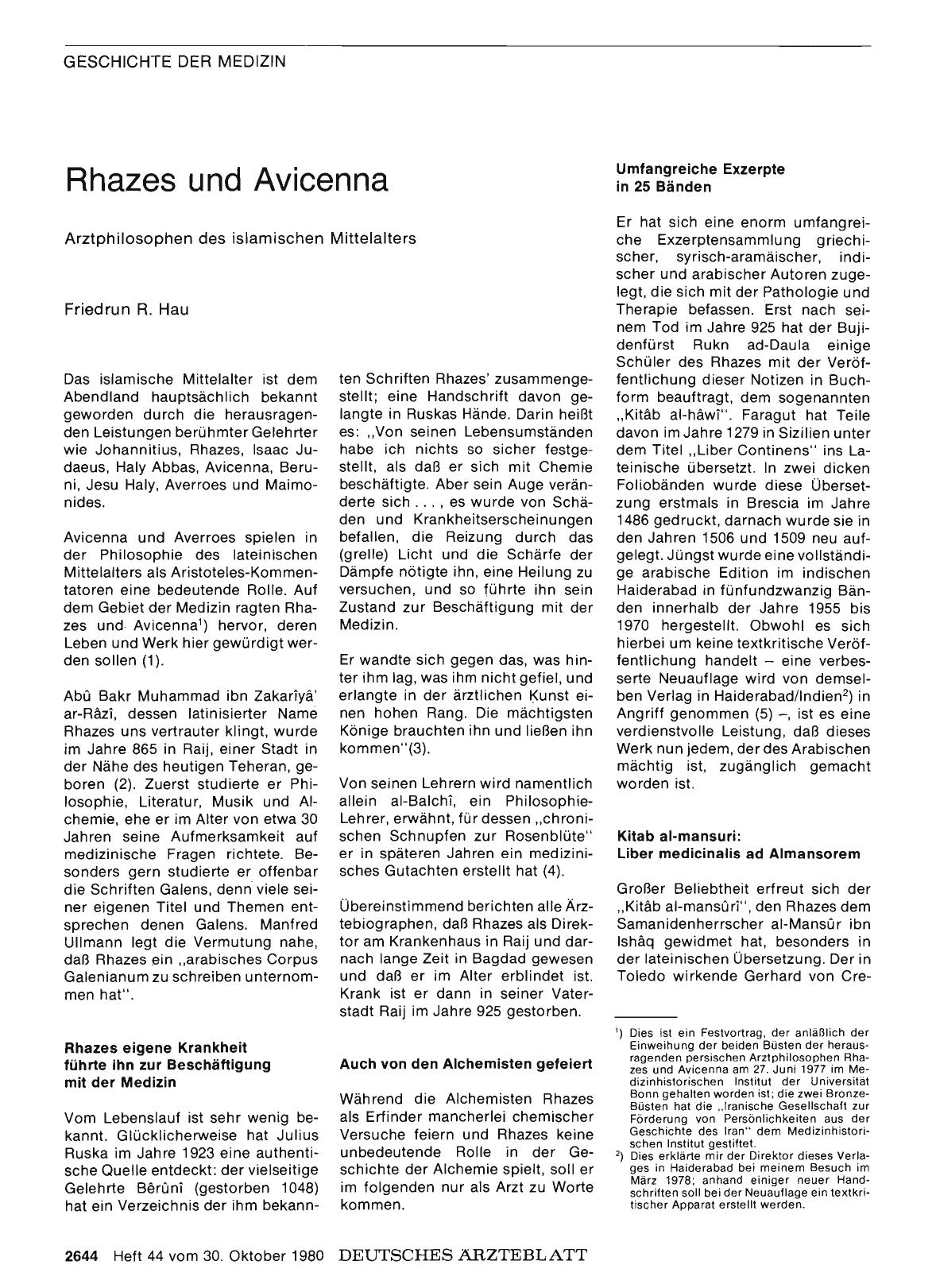 Vorschauseite 1: Rhazes und Avicenna: Arztphilosophen des islamischen Mittelalters