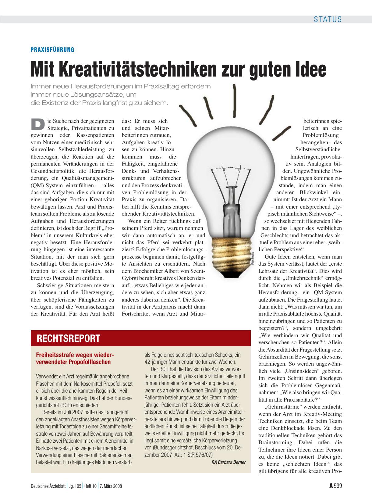 Vorschauseite 1: Freiheitsstrafe wegen wiederverwendeter Propofolflaschen
